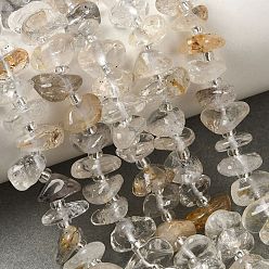 Herkimer Diamond Нити натуральных алмазных бусин херкимер, чип, с бисером, 8.5~14.5x8.5~11x7.5~10.5 мм, отверстие : 0.8~0.9 мм, около 70~72 шт / нитка, 15.55~15.94 дюйм (39.5~40.5 см)