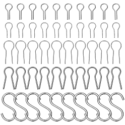Stainless Steel Color 80Pcs 5 Styles Stainless Steel S-shape Hooks, Stainless Steel Color, 17.5~30x5~15x0.5~2mm