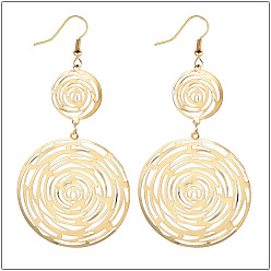 Золотой Серьги-подвески из полого розового сплава, золотые, 90x45 мм