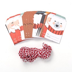 Mixed Shapes Paper Gift Tags, Hang Tags, with Jute Twine, for Christmas Decoration, Christmas Themed Pattern, 7.6x4.5x0.02cm, Hole: 5mm, 50pcs/bag