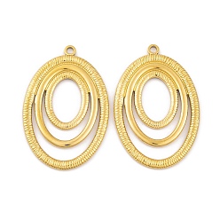Настоящее золото 18K Ионное покрытие (ip) 304 подвески из нержавеющей стали, овальный шарм, реальный 18 k позолоченный, 42.5x28x2 мм, отверстие : 2 мм