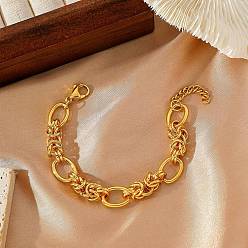 Настоящее золото 18K 304 женские браслеты-цепочки с овальными звеньями из нержавеющей стали, реальный 18 k позолоченный, 6-1/8 дюйм (15.6 см)