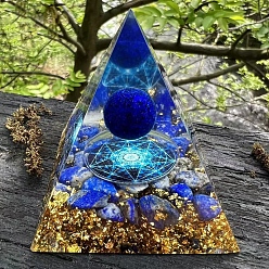 Ляпис-Лазурь Украшение дисплея смолы, с природными лазурита, для украшения дома, пирамида, 60x60x60 мм