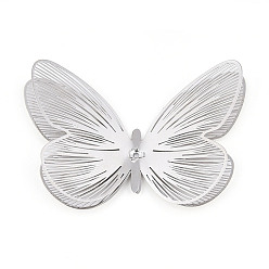 Платина Латунные подвески, бабочка, гравированные металлические украшения, долговечный, без кадмия, без никеля и без свинца, платина, 33~34x49.5x5 мм, отверстие : 0.8 мм