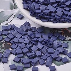 (TL2075) Матовый Непрозрачный Кобальтовый Блеск Миюки тила бусины, японский бисер, 2-луночное, (тл 2075) матовый матовый кобальтовый глянец, 5x5x1.9 мм, Отверстие: 0.8 мм, о 118 шт / бутылка, 10 г / бутылка