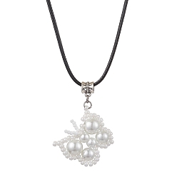 Белый Бабочка стеклянные бусины подвески ожерелья, колье из искусственной кожи, белые, 17.72 дюйм (45 см)