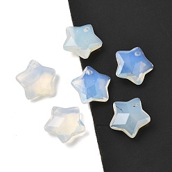 Opalite Colgantes Opalite, encantos de estrellas facetadas, 14~15x14~15x5.5~6.5 mm, agujero: 0.8 mm
