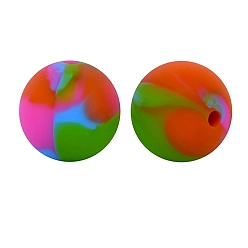 Оранжево-Красный Круглые бусины из пищевого силикона с радужным принтом, оранжево-красный, 15 мм