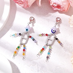 Human Круглые бусины ручной работы в стиле лэмпворк от сглаза с имитацией австрийских хрустальных бусин и 201 звеньями из нержавеющей стали и застежками-лобстерами из цинкового сплава, человек, 85 мм