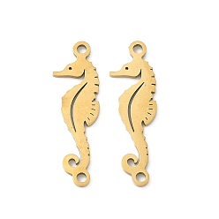 Sea Horse Океан 201 подвески-соединители в виде морских животных из нержавеющей стали с лазерной резкой, реальный 18 k позолоченный, ионное покрытие (ip), морской конек, 23x7x1 мм, отверстие : 1.4 мм