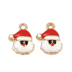 Santa Claus Рождественские эмали сплава подвески, золотой свет, Санта-Клаус прелести, 18.5x13.5x4 мм, отверстие : 2.5 мм