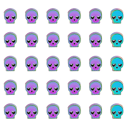 Rainbow Color 30шт. стойка покрытие радужного цвета сплав европейские бусины, бусины с большим отверстием, без кадмия, без никеля и без свинца, череп, Радуга цветов, 10.5x8.5x6.5 мм, отверстие : 4.5 мм