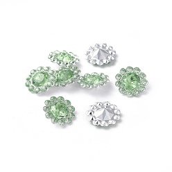 Vert Printanier Cabochons en plastique strass, tournesol, dos et dos plaqués, vert printanier, 11x4 mm, sur 500 PCs / sac