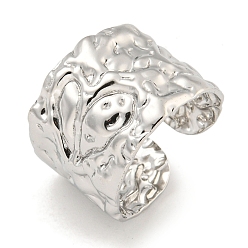 Нержавеющая Сталь Цвет Не тускнеет 304 текстурированное открытое кольцо-манжета из нержавеющей стали, широкое кольцо для женщин, цвет нержавеющей стали, регулируемый