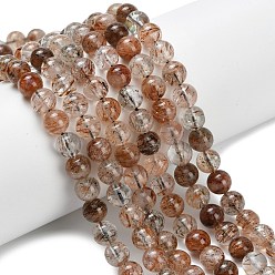 Rutilated Кварц Нити бусин из рутилированного кварца из натурального черного золота, круглые, круглые, 6~7 мм, отверстие : 0.8 мм, около 62 шт / нитка, 15.35 дюйм (39 см)