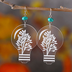 Лист Акриловые серьги с подвесками в богемном стиле, нержавеющей стали, украшения для женщин, платина, лист, 78x38 мм