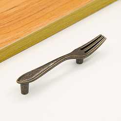 Античная Бронза Дверные ручки шкафа из цинкового сплава, кухонный ящик тянет ручки шкафа, форма вилки, античная бронза, 120x16x18 мм