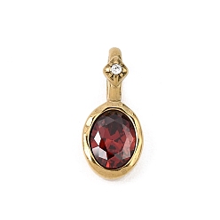 Red Birthstone Glass Pendants, Faceted Oval Charms, with 316 Stainless Steel Findings, Golden, Red, 19x8x7mm, Hole: 6x3.5mm