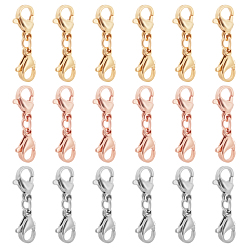 Mixed Color 18Pcs 3 Colors 304 Stainless Steel Lobster Claw Clasps, Mixed Color, 22x6.5x4.5mm, 6pcs/color