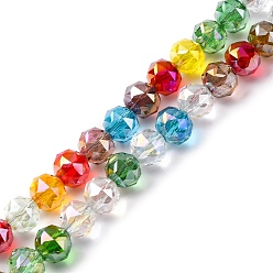 Разноцветный Прозрачные стеклянные бусины, круглые, граненые, красочный, 8x7 мм, отверстие : 1.5 мм, около 69 шт / нитка, 20.08'' (51 см)