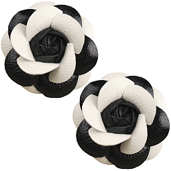 Черный Заколки для волос из искусственной кожи аллигатора для девочек, с железом, цветок, чёрные, 62~65x64~66x32 мм