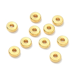 Настоящее золото 18K Латунные бусины, плоский круглый / dics, стойки покрытие, без кадмия и без свинца, реальный 18 k позолоченный, 4.8x1.5 мм, отверстие : 1.6 мм