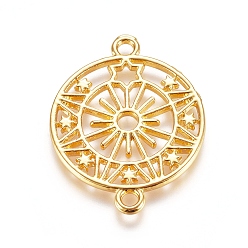 Золотой Соединители звеньев сплава цинка, открытая задняя панель, для diy уф смолы, эпоксидная смола, Прессованные цветочные украшения, плоско-круглые, золотые, 31x24x1.5 мм, отверстие : 2.2 мм