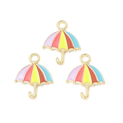 Colorful Alloy Enamel Pendants, Umbrella Charm, Golden, Colorful, 19.5x15x2mm, Hole: 2.2mm