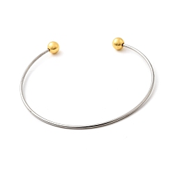 Золотой & Цвет Нержавеющей Стали 1.8мм 201 изготовление браслетов-манжет из нержавеющей стали, браслеты крутящего момента, золотые и нержавеющая сталь цвет, внутренний диаметр: 3 дюйм (7.7 см)