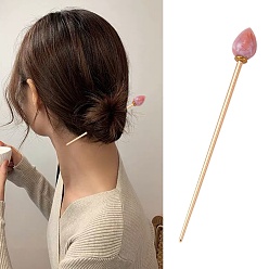 Brown Cellulose Acetate(Resin) Hair Sticks, with Light Gold Alloy Pin, Brown, 149x16mm