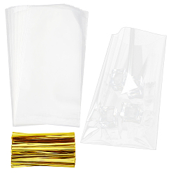 Прозрачный 100пластиковые пакеты из полипропилена, с железными связями, прямоугольные, прозрачные, 30x15x0.01 см