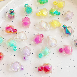 Mixed Color Opaque Acrylic Beads, Tow Tone. Cube, Mixed Color, 21.3x15.7x15.8mm, Hole: 2.3mm