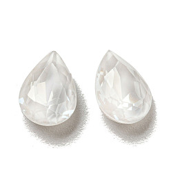 Crystal Glass Rhinestone Cabochons, Point Back & Back Plated, Faceted, Teardrop, Crystal, 10x7x4mm