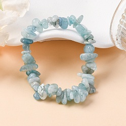 Аквамарин Стрейч-браслеты с бусинами унисекс с натуральным аквамарином, внутренний диаметр: 1-3/4~2 дюйм (4.5~5 см)