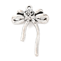 Античное Серебро Сплавочные подвески тибетского стиля, бантом прелести, античное серебро, 25x18x6 мм, отверстие : 1 мм