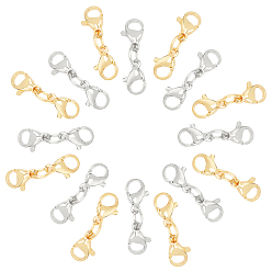 Golden & Stainless Steel Color 304 Stainless Steel Lobster Claw Clasps, with Jump Rings, Golden & Stainless Steel Color, 10x6mm, Jump Rings: 6x0.8mm, Inner Dimeter: 4.4mm, 2 colors, 10sets/color, 20sets/box