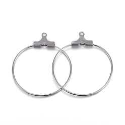 Нержавеющая Сталь Цвет Устойчивые к потускнению 304 подвески из нержавеющей стали, обручание серьги, кольцо, цвет нержавеющей стали, 29~30x26.5x1.5 мм, 21 датчик, отверстие : 1 мм, Внутренние размеры: 22x25 mm, штифты : 0.7 мм