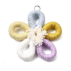 (52) Непрозрачная лаванда Подвески из полиэстера, цветок, с платиновым соединительным кольцом, разноцветные, 56x59x10 мм, отверстие : 5 мм