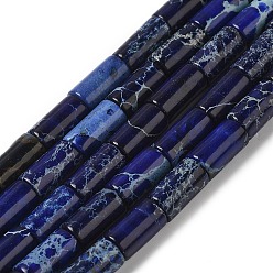 Прусский Синий Натуральные имперские нитки из бисера яшмы, окрашенные, колонка, берлинская лазурь, 8x4.5 мм, отверстие : 1.2 мм, около 50 шт / нитка, 15.75'' (40 см)