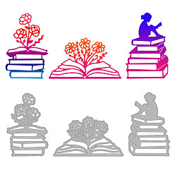 Book Углеродистая сталь разрезает трафареты, для diy scrapbooking, Фотоальбом, декоративная бумага для тиснения, цвет нержавеющей стали, шаблон книги, 50~79x52~87x0.8 мм, 3 шт / комплект