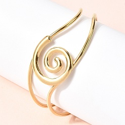 Настоящее золото 18K 304 женские браслеты-манжеты из нержавеющей стали, вихревые, реальный 18 k позолоченный, внутренний диаметр: 1.85x2.46 дюйм (4.7x6.25 см)
