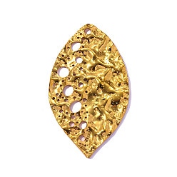 Настоящее золото 18K Текстурированные 304 подвески из нержавеющей стали, очарование лошадиного глаза, ионное покрытие (ip), долговечный, реальный 18 k позолоченный, 53x31 мм, отверстие: 2.20 мм