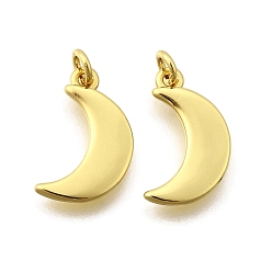 Настоящее золото 18K Латунные подвески, Луна прелести, стойки покрытие, прочное покрытие, без кадмия и без свинца, с целью перехода в кольце, реальный 18 k позолоченный, 13.5x8x1.5 мм, отверстие : 2 мм