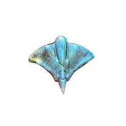 Лабрадорита Натуральный лабрадорит, резные фигурки скатов манты, статуи для украшения домашнего рабочего стола, 42x38 мм