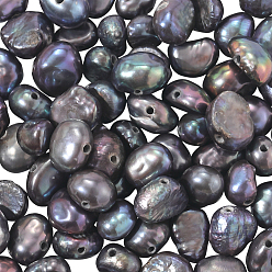 Прусский Синий 100шт. натуральные пресноводные жемчужные бусины, окрашенные, двух сторон полированной, берлинская лазурь, 3x4x2.5 мм, отверстие : 0.5 мм