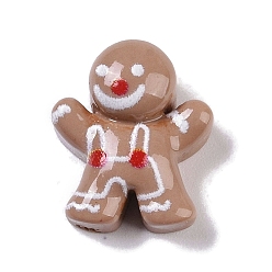 Gingerbread Man Непрозрачные кабошоны из смолы на рождественскую тематику, Колобок, 13.5x11.5x6.5 mm.