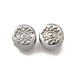 Нержавеющая Сталь Цвет 304 из нержавеющей стали бусы, плоские круглые с глаз, анти-тускнение, цвет нержавеющей стали, 6x3 мм, отверстие : 1.4 мм