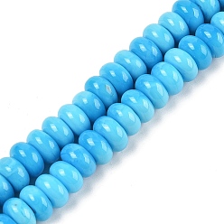 Темно-Голубой Бусины лэмпворк , плоско-круглые, глубокое синее небо, 10x5.5 мм, отверстие : 2 мм