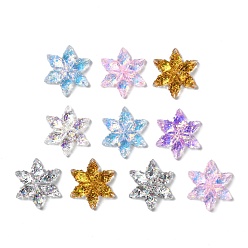 (52) Непрозрачная лаванда Прозрачные смолы кабошоны, снежинка, с блестка, разноцветные, 24.5x21x6 мм