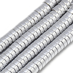 Platinum Plated Electroplate Non-magnetic Synthetic Hematite Beads Strands, Heishi Beads, Flat Round/Disc, Platinum Plated, 6x2mm, Hole: 2mm, about 188pcs/strand, 15.7 inch